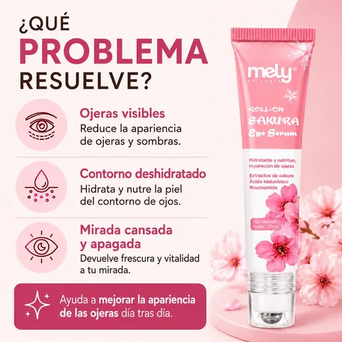 Serum Contorno De Ojos Roll On Sakura Mely Ojeras Bolsas 15m
