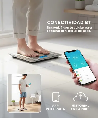 Balanza de Baño Digital Gadnic G07 BT 180 Kg Control Corporal Sincronizacion Movil