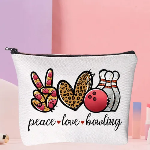 Bolso De Maquillaje Cosmético Wzmpa Bowling Paz Amor Bola De