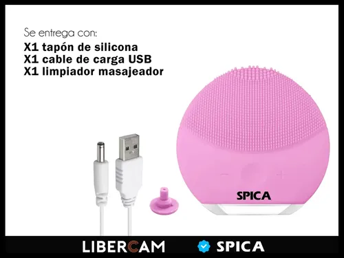 Limpiador Masajeador Facial Electrico Rostro SPICA RMAS-00 Recargable Usb Color Rosado