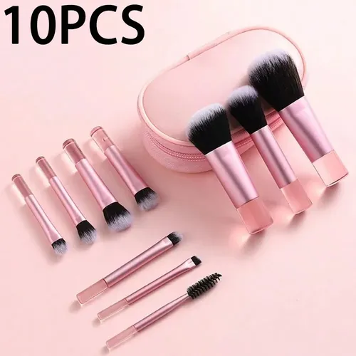 Set De 10 Brochas De Maquillaje Mini Con Cerdas Suaves Para