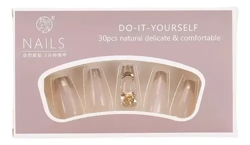 Uñas Postizas Set De 24 Piezas Manicura Diy Mixtos Natural