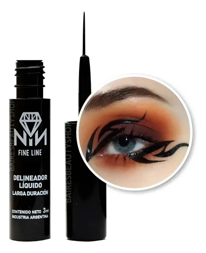 Delineador Liquido Pincel Ultra Fino Fine Line Nathacha Nina Negro_cajarosa Mate