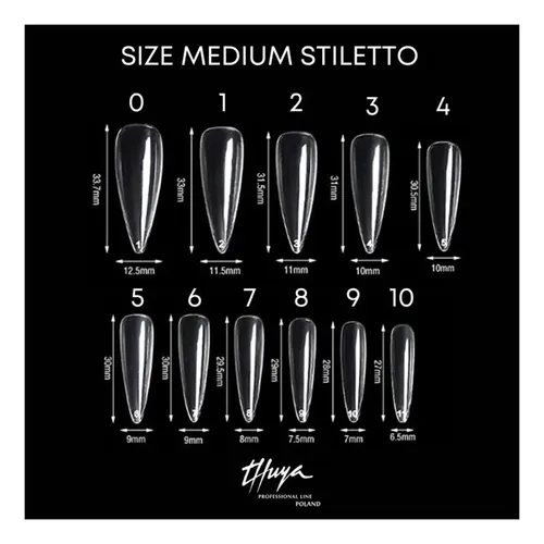 Medium Stiletto Tips Para Soft Gel X550u Thuya Uñas 6c