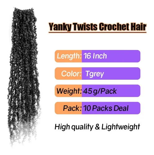 Cabello De Ganchillo A Mano Yanky Twist, 16 Cm, 10 Paquetes,