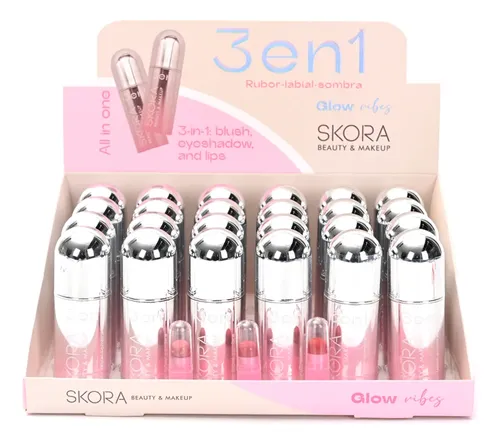 Set 3 En 1 Barra Rubor Labial Sombra Skora Cremoso 3 Tonos