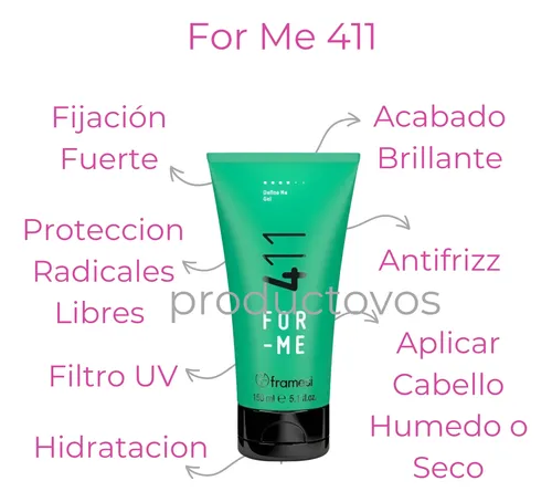 Gel De Peinado Fijación Fuerte Antifrizz 411 For Me Framesi
