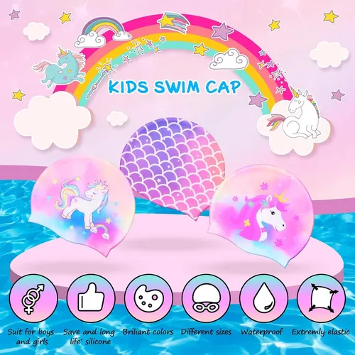3 Piezas Gorro De Baño Para Niños Gorro De Baño Impermeab…