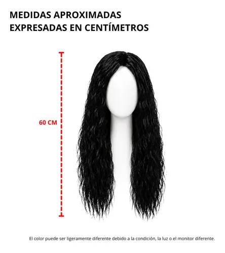 Peluca Moana Negra Con Ondas Super Larga Disfraz Cotillon