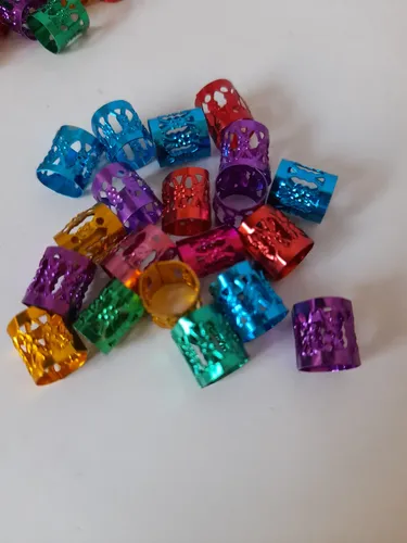 20 Anillos Cuff Milticolor Para Peinados, Trenzas Y Rastas.