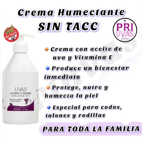 Crema Humectante Cuerpo Y Manos 500ml. Uvas Cosmeticos