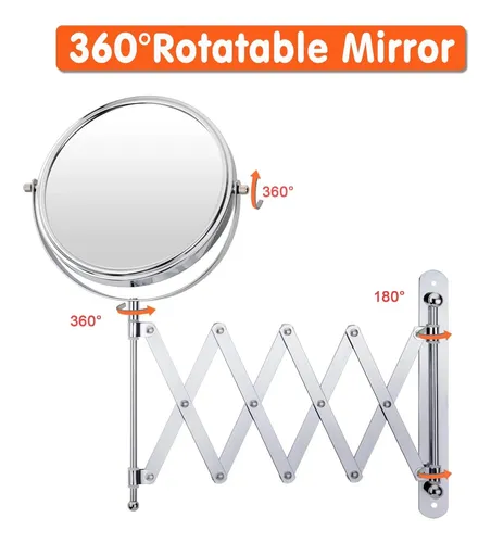 Espejo Extensible Baño 8 Cromo 7x/1x Aumento Hd