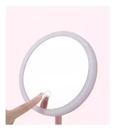 Espejo De Maquillaje 3 Modos Luces Led Con Base Carga Usb