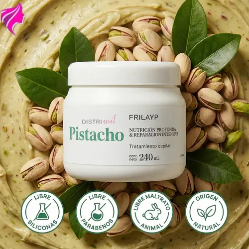 Mascara Capilar Pistacho Natural Frilayp X240g Profesional – Humectante Hidratante Con Nutrientes Esenciales Ideal Cabello Dañado y Seco – Cuidado Intensivo