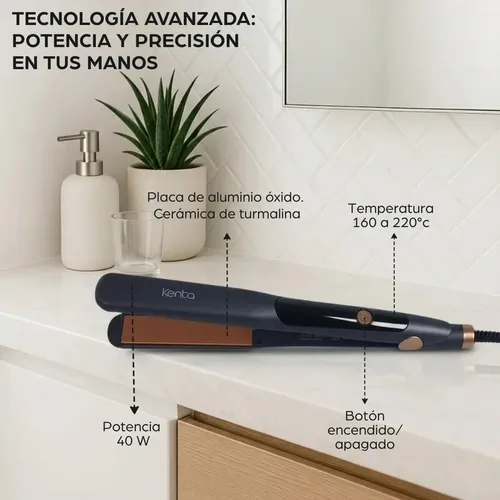 Planchita De Pelo Cerámica Turmalina Kenta Ktb80 Negro