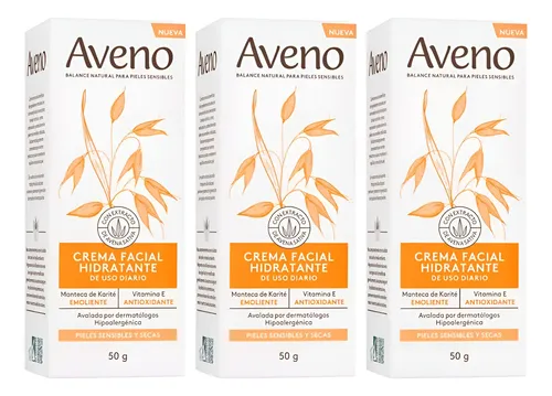 Combo X3 Aveno Crema Facial Pieles Secas Y Sensibles 50 Gr