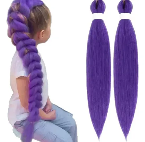 Peluca Trenzada Morada: 2 Extensiones Trenzadas Sintéticas