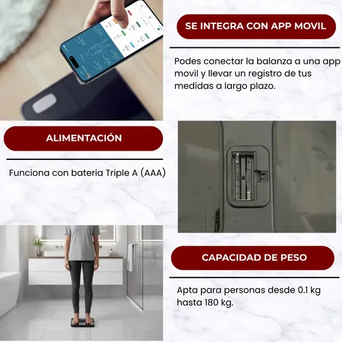 Balanza Digital De Baño Bluetooth Personal 180kg Inteligente