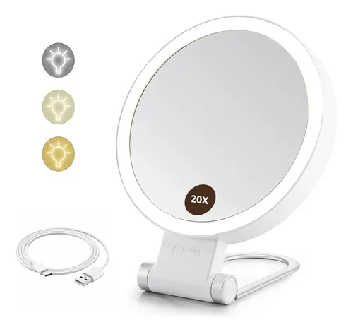 20x Magnification Folding Double-sided Mirror With Light