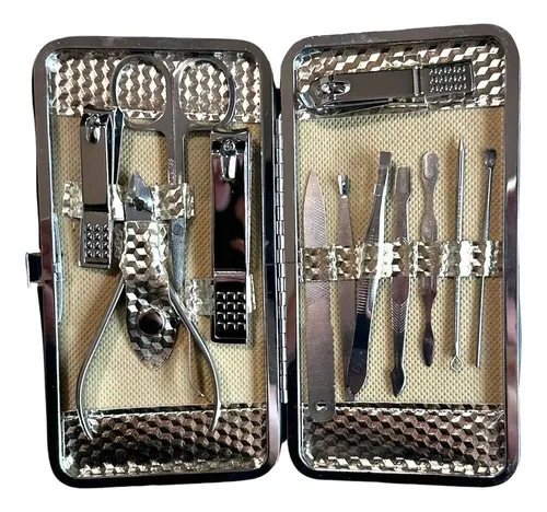 Set Manicura Pedicura Alicate Tijera Lima Estuche X 12 Pzas