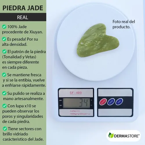 Masajeador Rostro Piedra Guasha Jade Reduce Hinchazon Facial