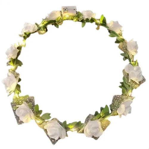 ` Corona De Flores Con Iluminación Led For Mujer, Boda, U