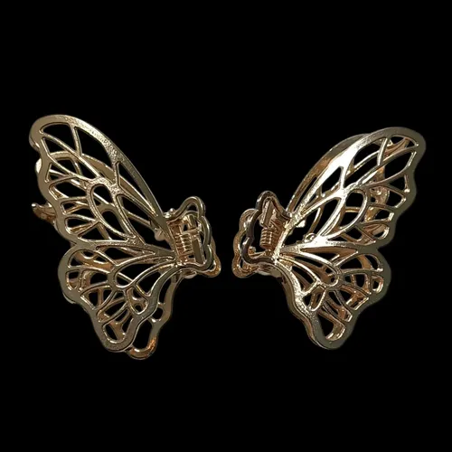 Set X2 Ganchos Mariposa Pequeños Para El Pelo Metal Y Gemas