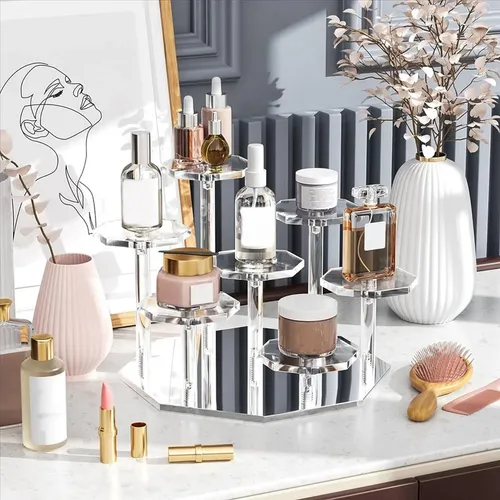 Expositor Acrílico Con 3 Elevadores, Organizador De Perfumes