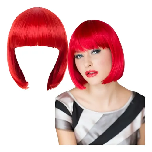 Combo X12 Peluca Carre Rojo Cotillon Carioca Disfraz