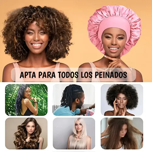 6pzs Curly Ondas En Cabello Rizos Sin Calor Tubo+gorro Satin