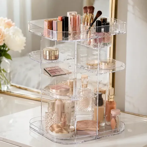 Organizador Acrílico Porta Cosméticos Maquillaje Removible Portacosmeticos Adaptable Dormitorio Baño Tocador Esmaltes