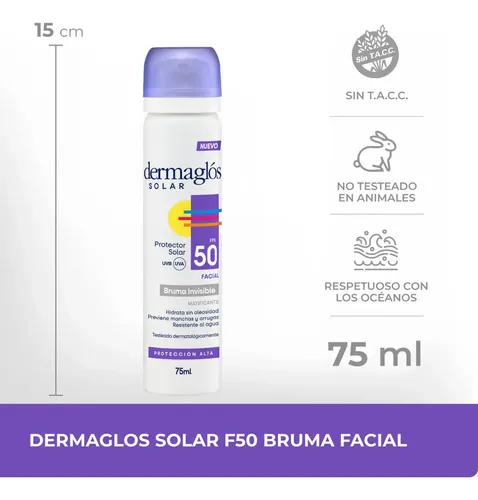 Dermaglós Protector Solar Facial Fps50 Bruma Spray Invisible