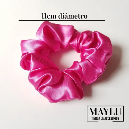 Scrunchies Saten, Colitas De Pelo De Raso Antifrizz Premium. Fucsia