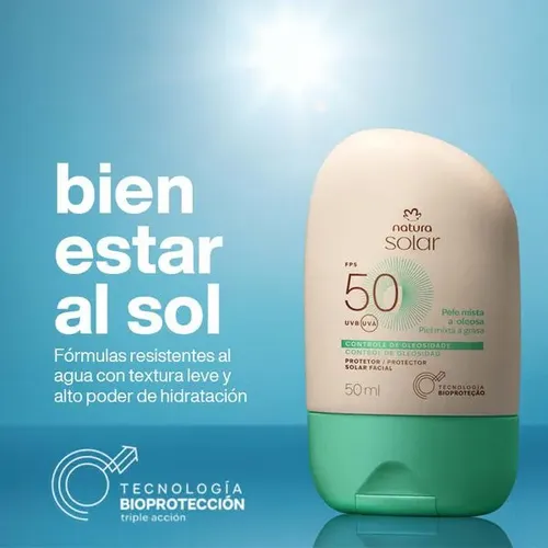 Protector Solar Facial Piel Mixta A Oleosa Fps 50 Natura 50m