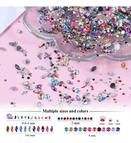 Edittime Kit Stickers Flores Y Strass Uñas Multicolor