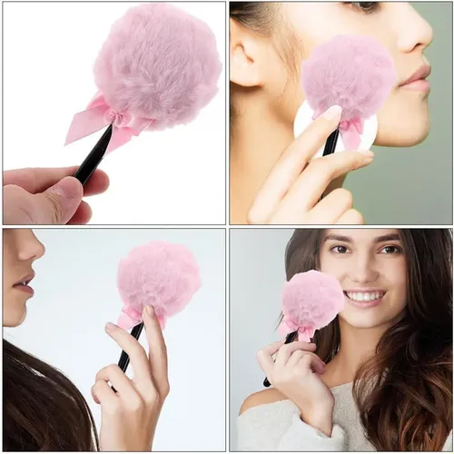 Borla Para Polvos Corporales Con Mango Largo Rosa Rosa