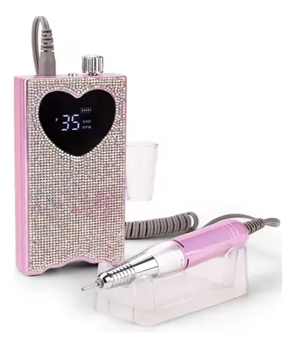 Kit Cabina Uv Led Y Torno Profesional 35000rpm Rosa C/strass