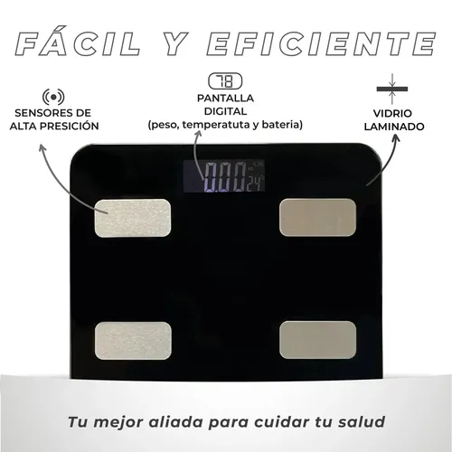 Balanza Digital De Baño Mti Bluetooth Personal Con Aplicacion Medidor De Grasa Corporal 180kg Color Blanco