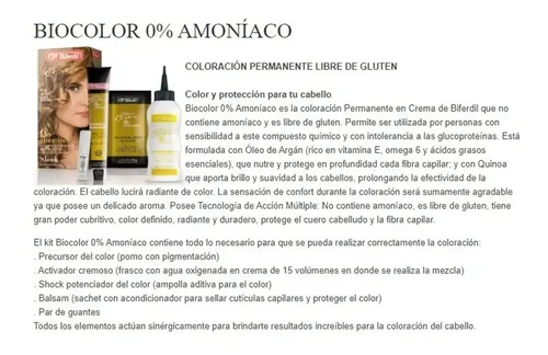 Tintura Coloración Biferdil Biocolor 0% Amoniaco Sin Gluten Tono Nº10 Aclarante