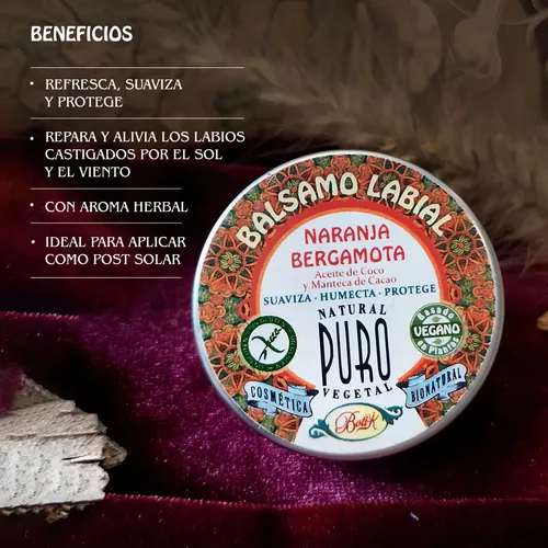 Bálsamo Labial en Lata Naranja y Bergamota Boti-k Puro