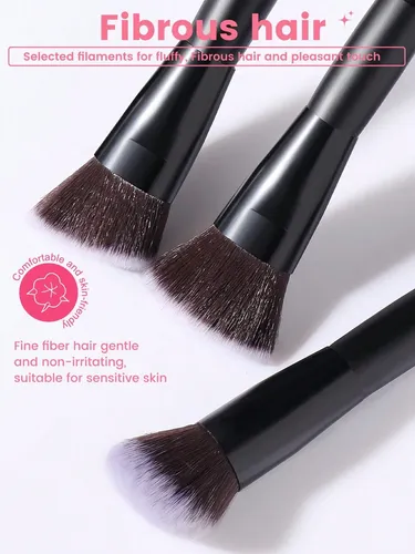 +new 6 Brochas Maquillaje Doble Punta Viaje Color Negro Negr