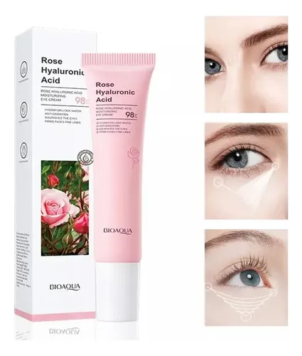 Crema Contorno de Ojos Con Extracto de Rosas Y Acido Hialurónico Bioaqua Contorno de ojos día/noche para todo tipo de piel de 20g 25+ años