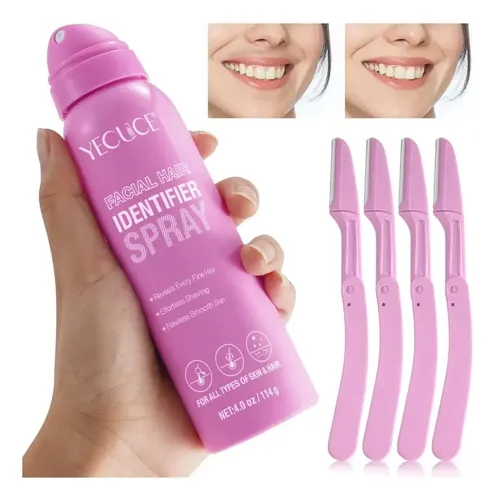 Kit De Aerosol Revelador De Vello Facial Con 4 Cuchillos Ela
