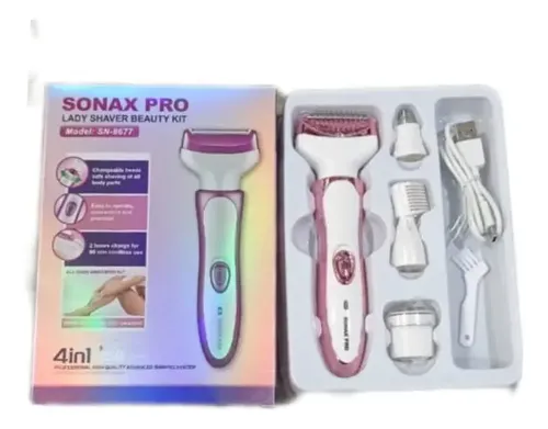 Depiladora Eléctrica Sonax Pro con 4 Cabezales para Rostro y Cuerpo
