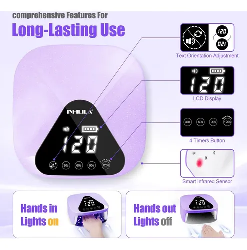 Lámpara De Uñas Led/uv Inalámbrica 54w Nxj Infilila