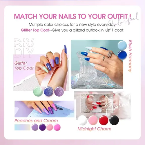 Conjunto De Gel Uv Rosalind 30 Piezas Con Base Y Top Coat