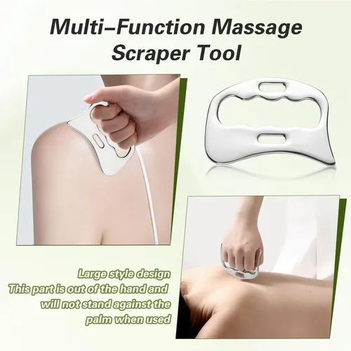 Set 2 Gua Sha Facial Acero Inoxidable Plata Masaje