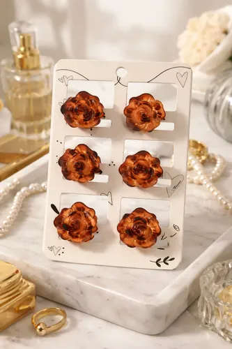 Broche Chico De Pelo X 6 Flor Rosa Carey