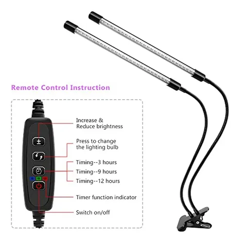 Lámpara Led Negra De Doble Cabezal Ygs-tech, Luz Uv De 20 W,