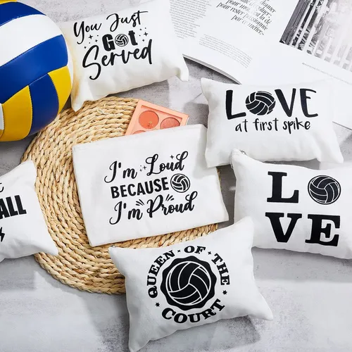 Set De Bolsas De Maquillaje Con Diseño De Vóleibol De Lona S